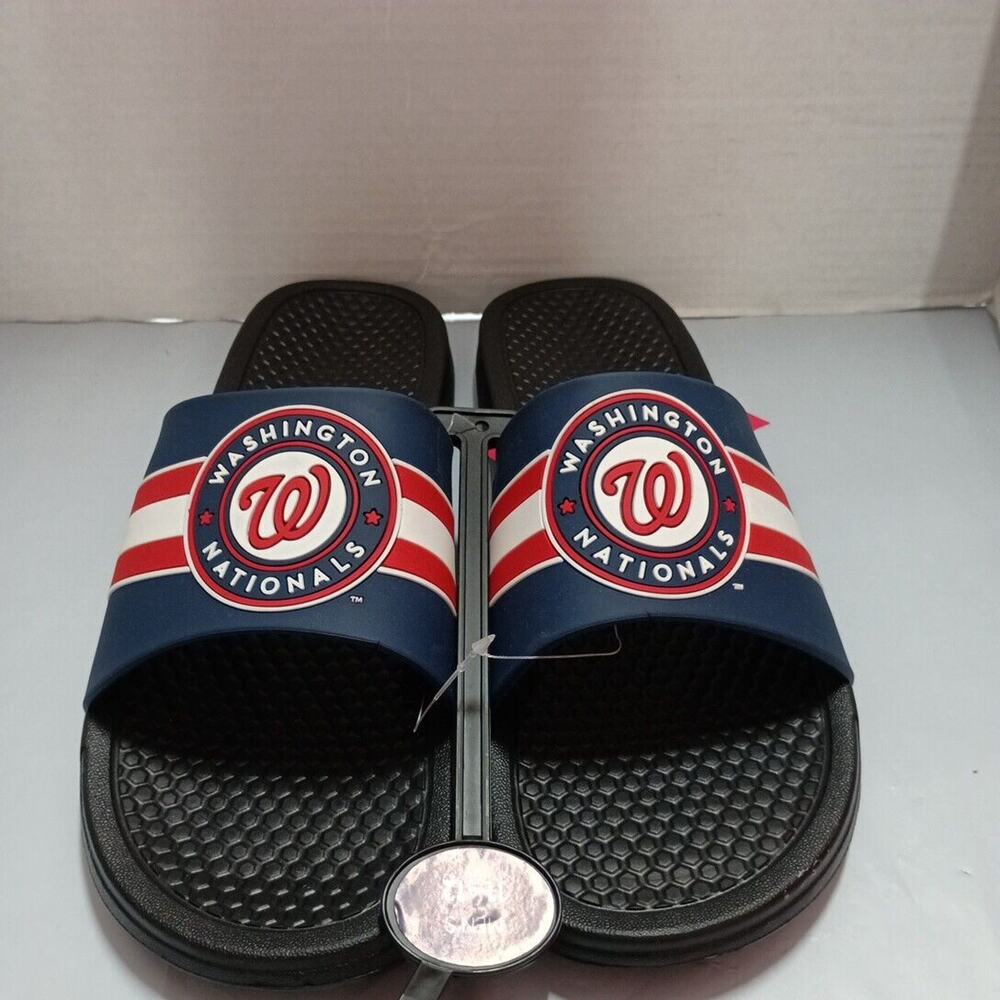 Washington Nationals FOCO Stripe Raised Slides Sandals Men’s US M 11-12